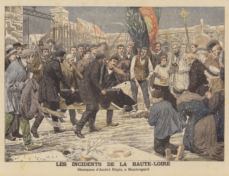 Problemen i departementet Haute-Loire, Frankrike (färg litho) av French School