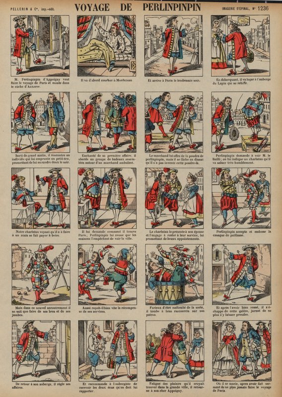 Perlimpinpins resa (färgad gravyr) av French School