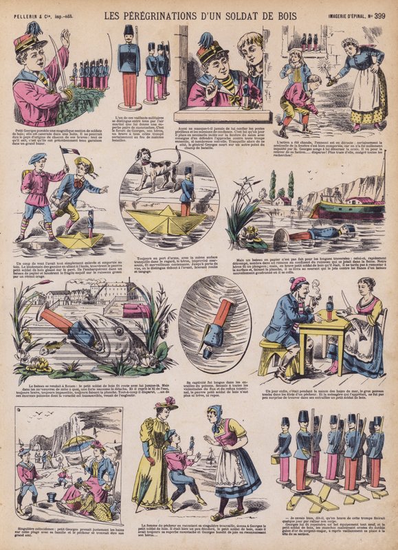 En träsoldats vandringar (färg litho) av French School