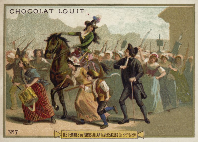 Kvinnorna i Paris marscherar mot Versailles, franska revolutionen, 5 oktober 1789 av French School