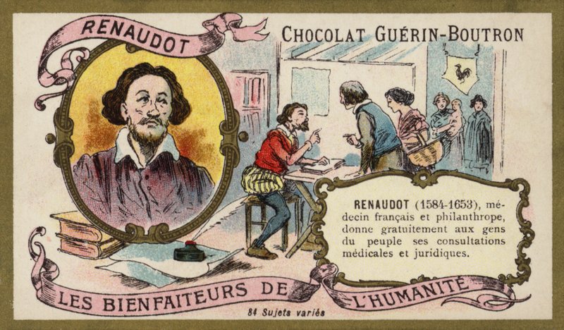 Theophraste Renaudot, fransk läkare och filantrop (chromolitho) av French School