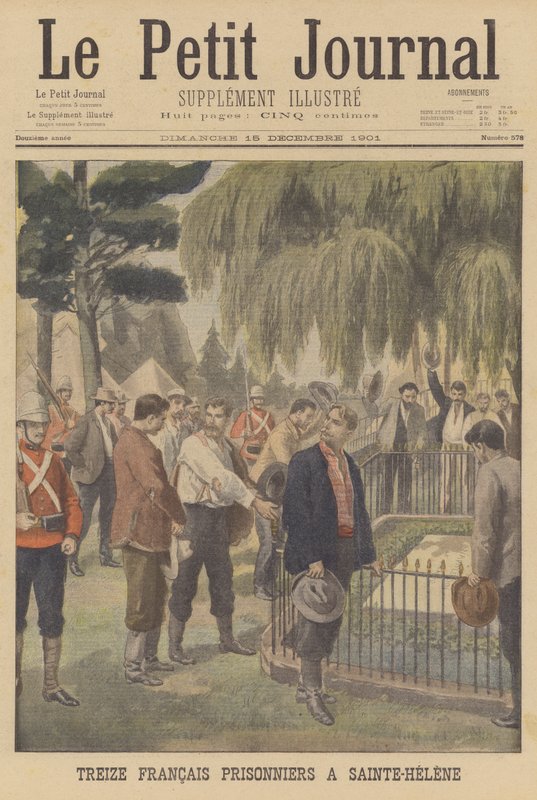Tretton franska fångar på St Helena (färg litho) av French School