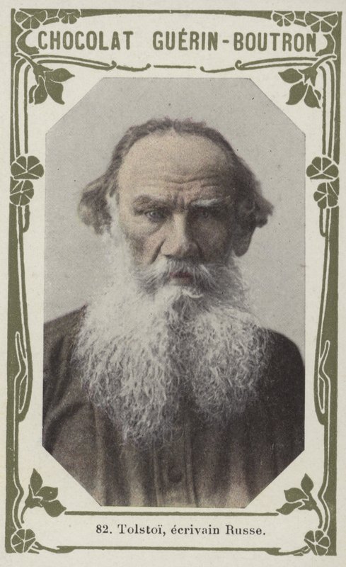Tolstoi, rysk författare (färgat foto) av French School