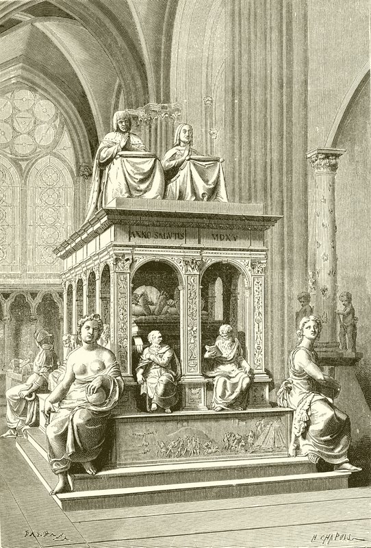 Ludvig XII:s och Annes grav i Saint Denis av French School