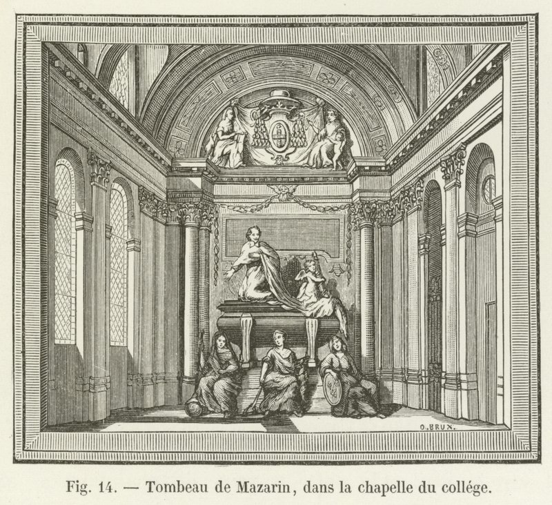 Mazarins grav, i collegekapellet av French School