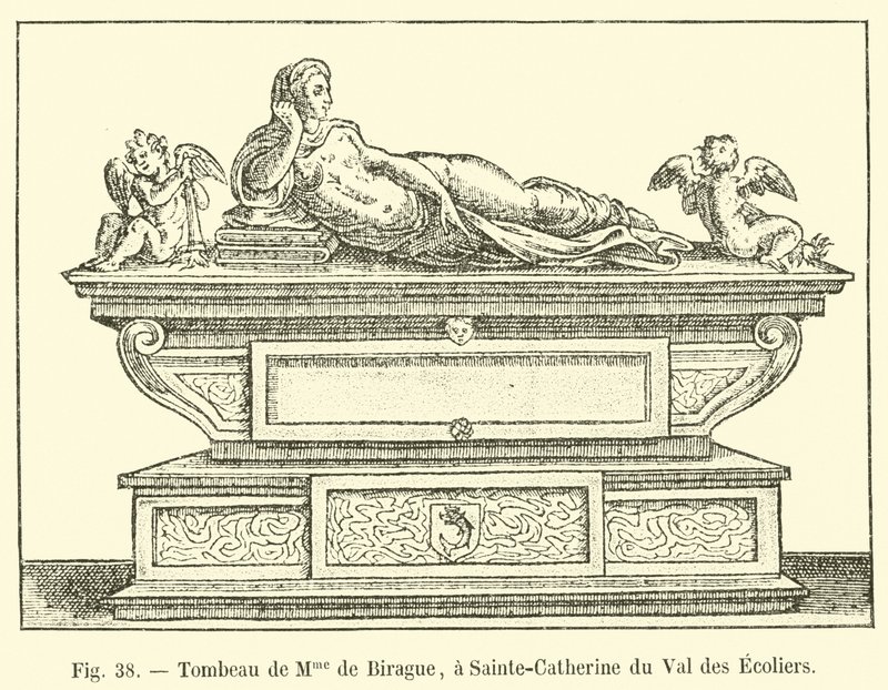 Madame de Biragues grav i Sainte-Catherine du Val des Ecoliers av French School