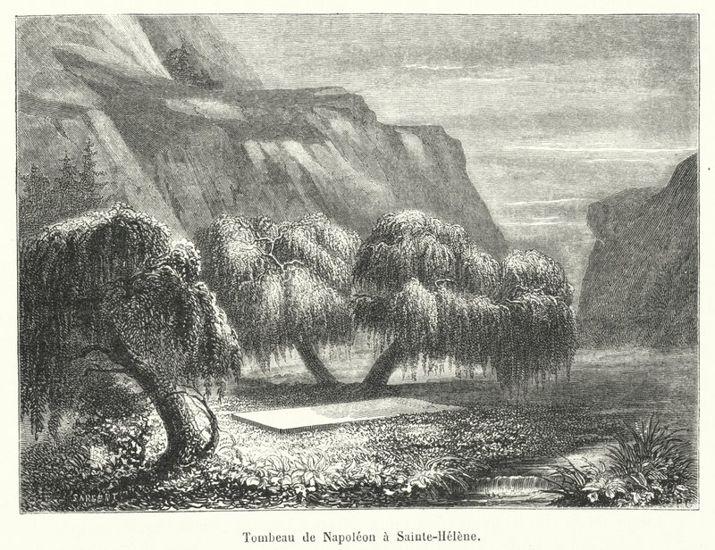 Napoleons grav i Sainte-Helene (gravyr) av French School