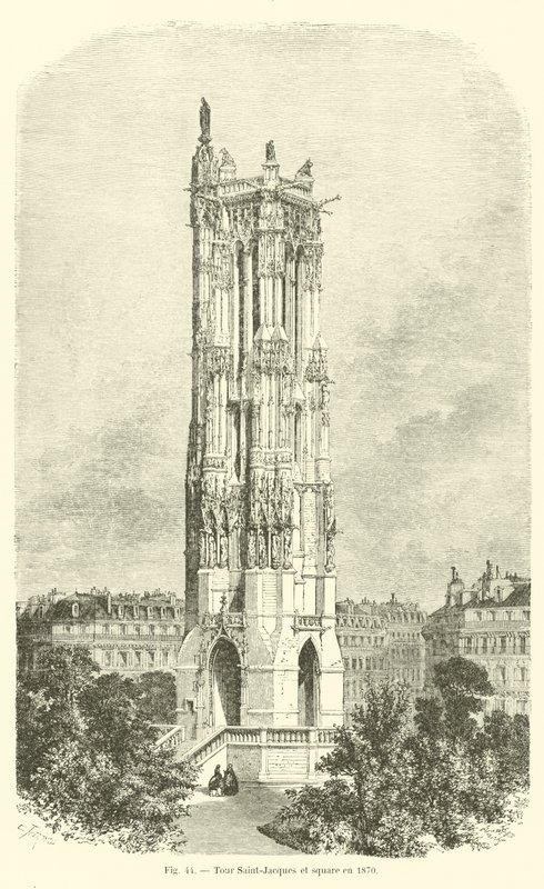 Tour Saint-Jacques och torget 1870 av French School