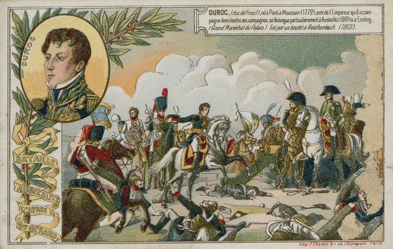 Byteskort med en bild som föreställer slaget vid Austerlitz av French School