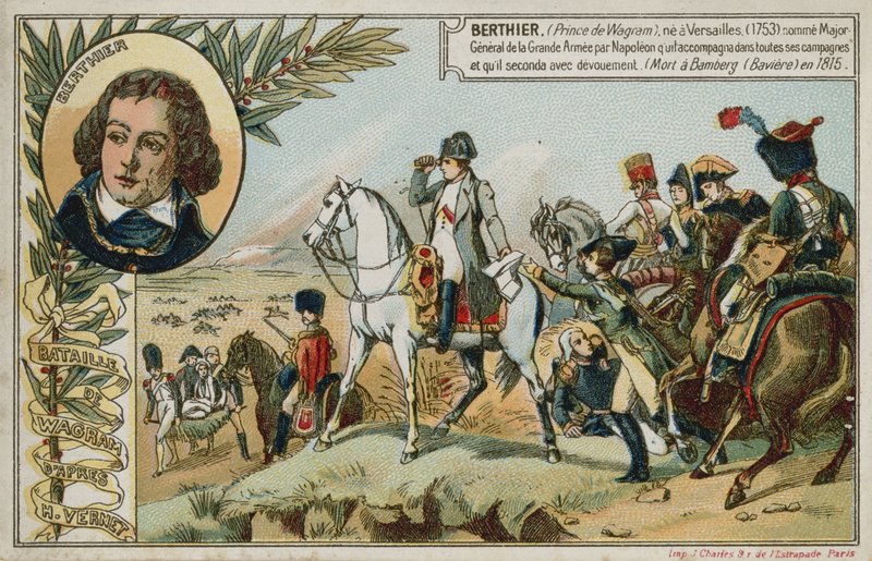 Byteskort med en bild som föreställer slaget vid Wagram av French School