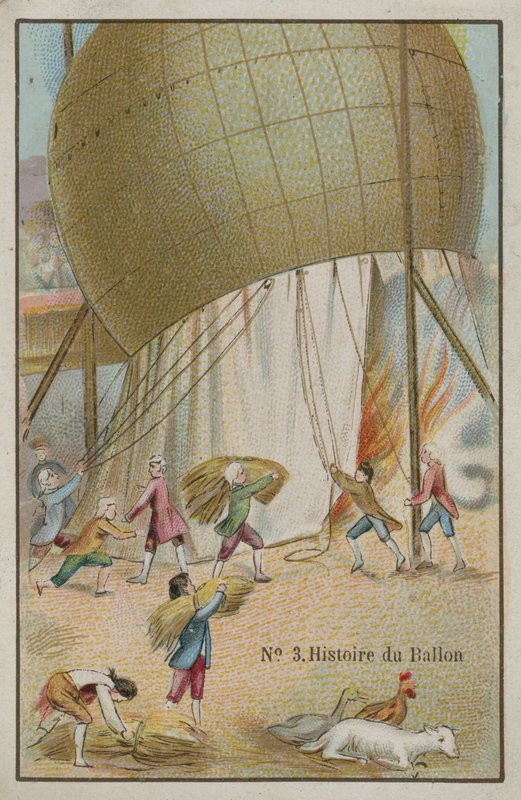 Byteskort med en bild från Ballongens historia av French School