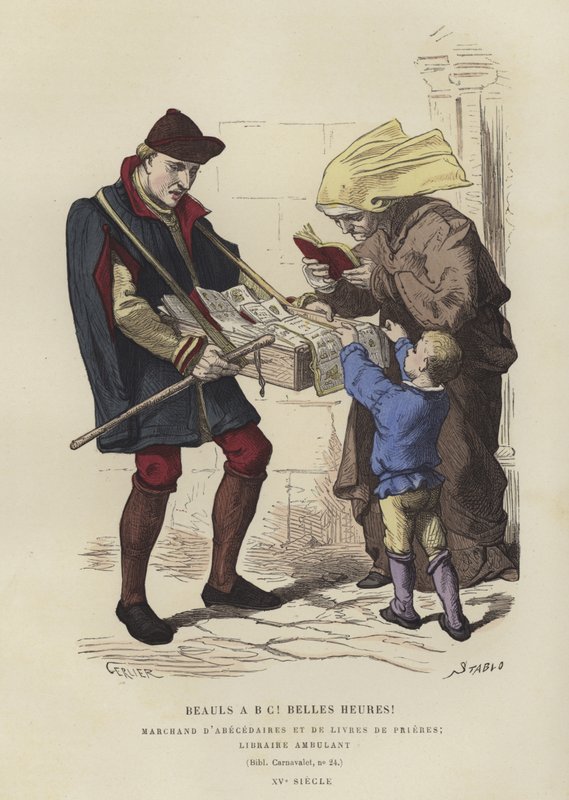 Resande bokförsäljare, 1400-talet av French School
