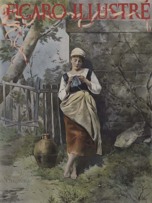 Knitter (Knitter). Omslag till Le Figaro Illustre, september 1896 (litho i färg) av French School