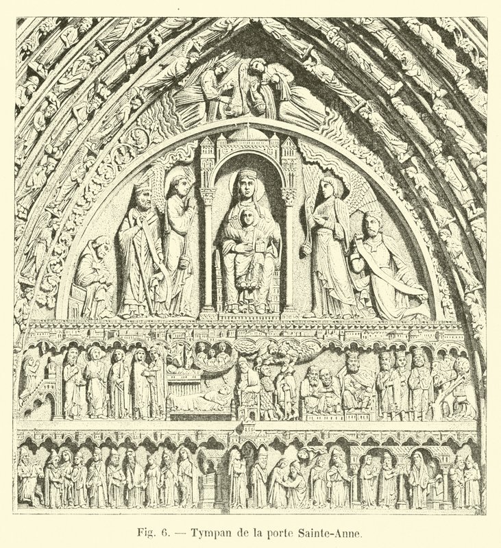 Tympanum vid Sainte-Anne-porten av French School