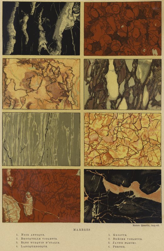 Typer av marmor (färg litho) av French School