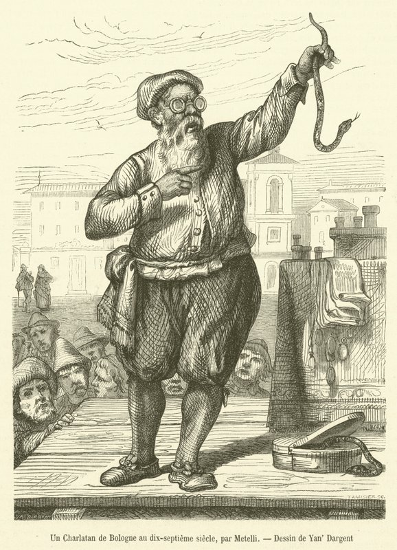 En charlatan från Bologna på 1600-talet (gravyr) av French School