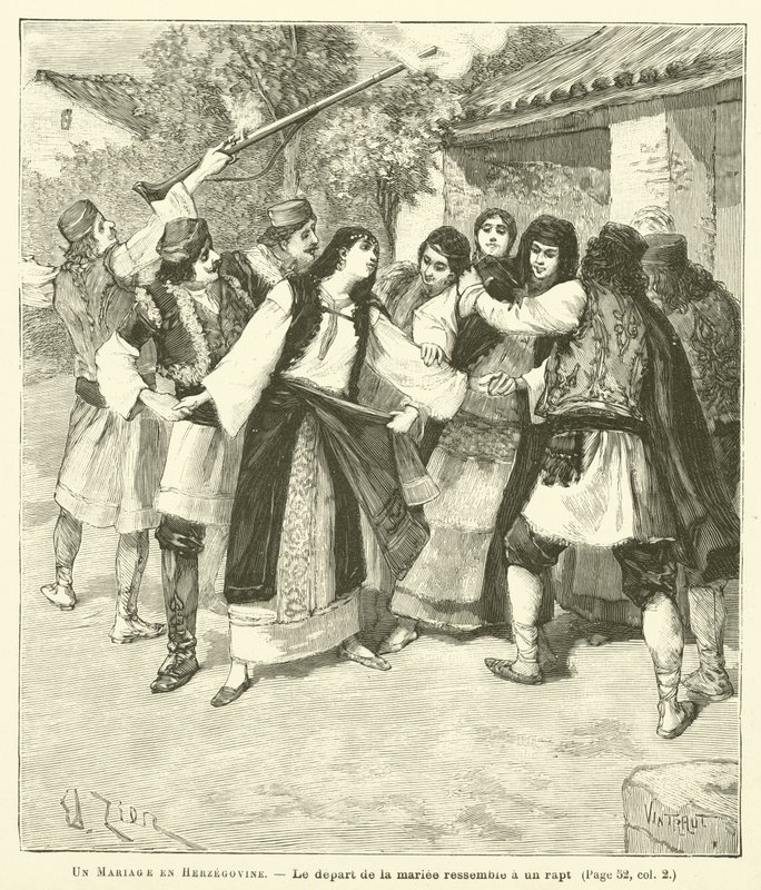 Ett bröllop i Hercegovina (gravyr) av French School
