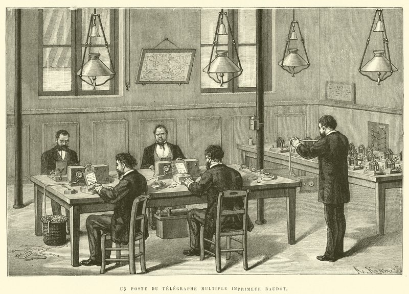 A Post of the Multiple Telegraph Printer Baudot (gravyr) av French School