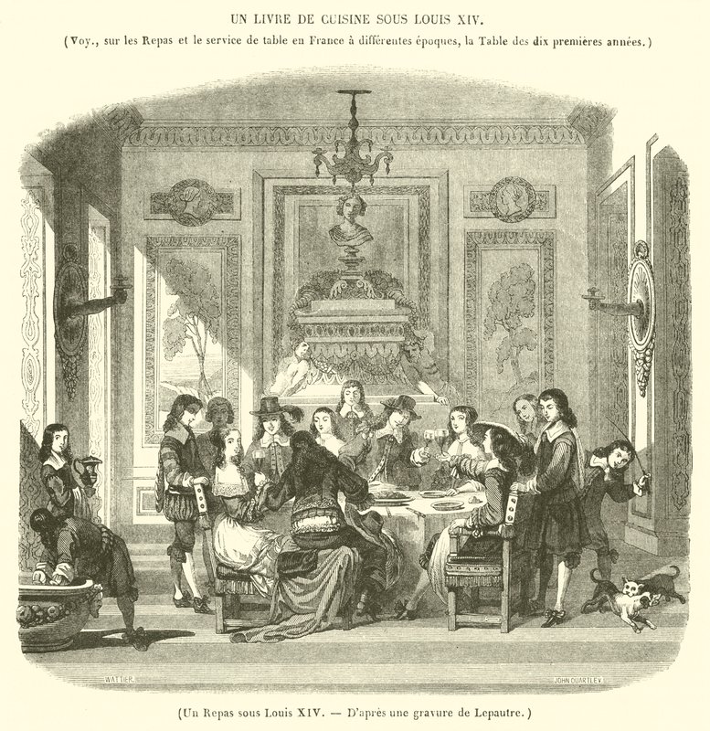 En måltid under Ludvig XIV (gravyr) av French School
