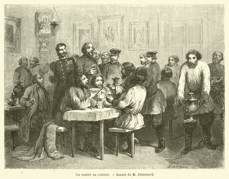 En traktir eller kabaré (gravyr) av French School