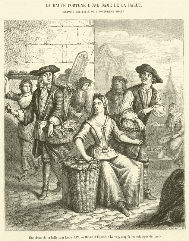 A Lady of the Market under Ludvig XIV (gravyr) av French School