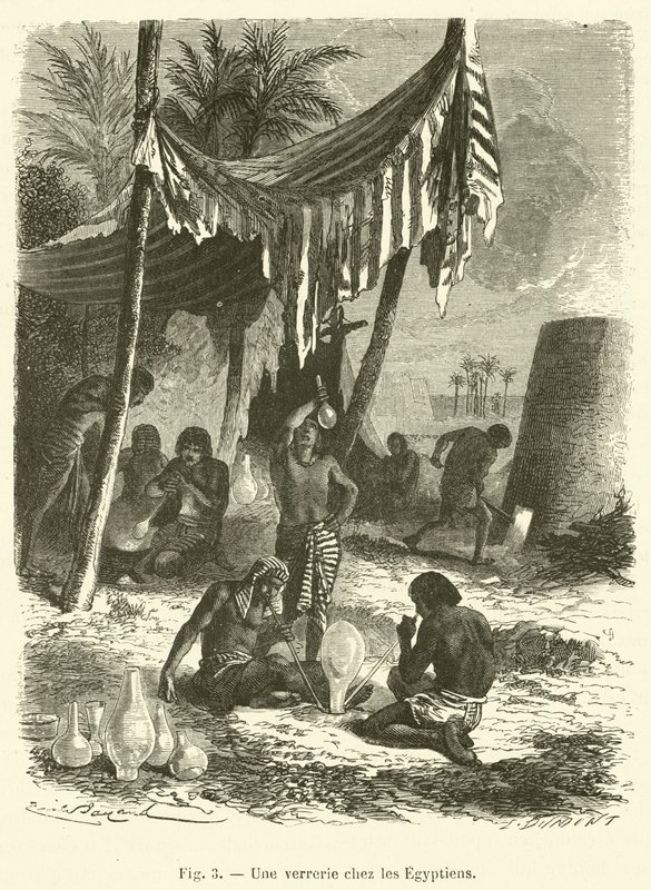 Glasvaror bland egyptierna (gravyr) av French School