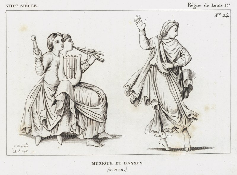 VIII-talet, Ludvig I:s regeringstid, musik och danser (gravyr) av French School