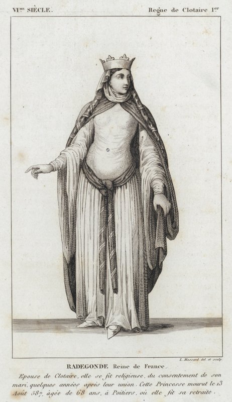 VI Century, Reign of Clotaire I, Radegonde, Queen of France (gravyr) av French School