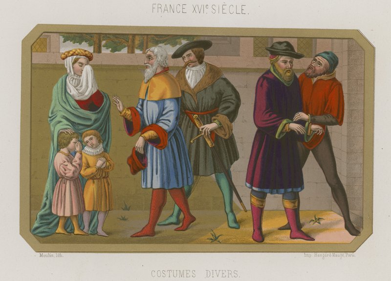 Olika mode från 1500-talets Frankrike av French School