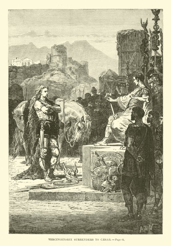 Vercingetorix kapitulerar till Caesar av French School