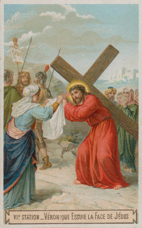Veronica torkar Jesu ansikte. Korsets sjätte station av French School