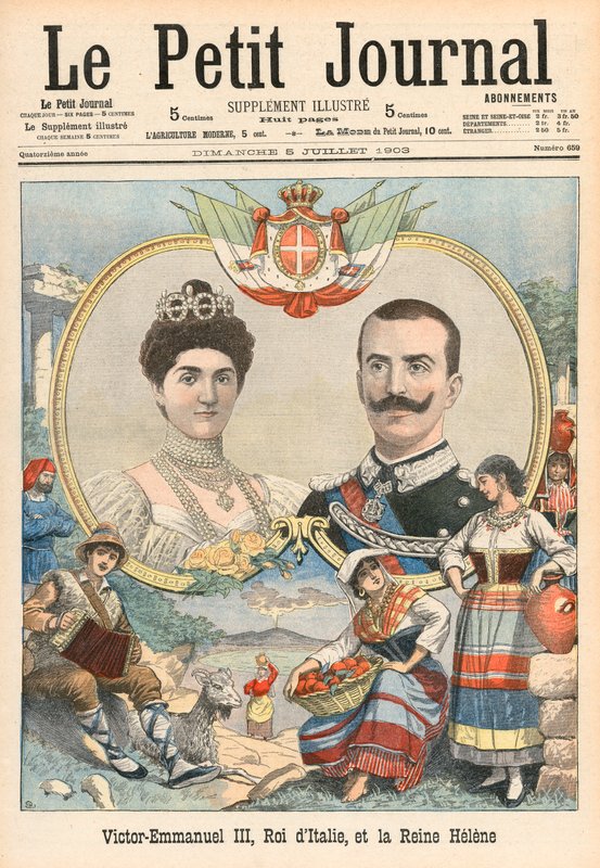 Victor-Emmanuel III av Italien och drottning Helene av French School