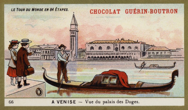 Utsikt över Dogepalatset, Venedig (chromolitho) av French School