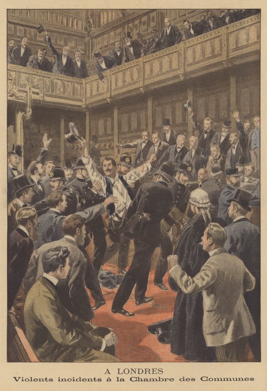 Våldsamma incidenter i House of Commons i London av French School