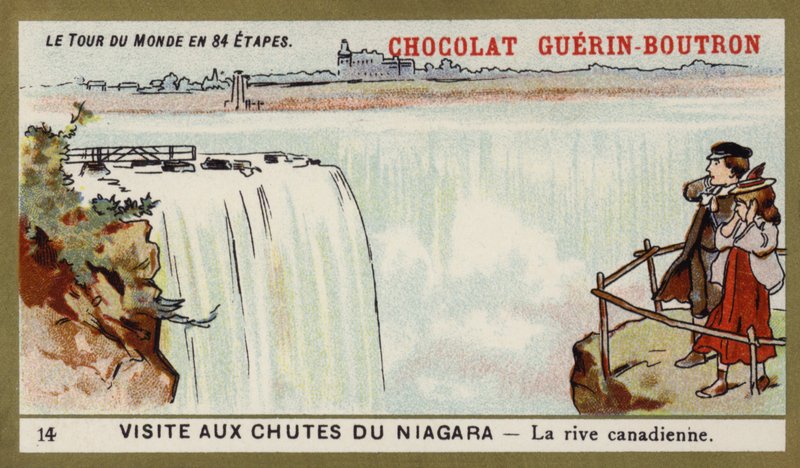 Besök på Niagarafallen - den kanadensiska sidan (chromolitho) av French School