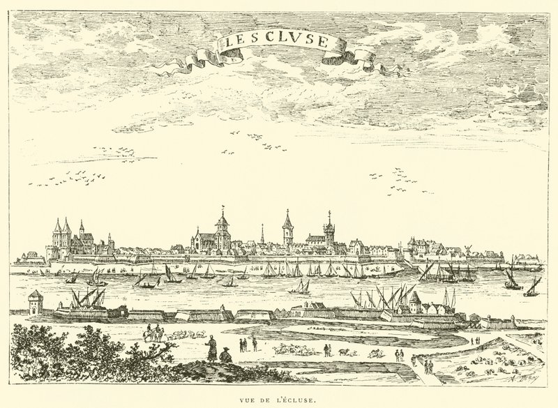 Vy över låset (gravyr) av French School