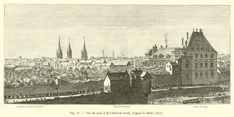 Utsikt över kajen och Hotel de Conti, efter La Belle, 1640 av French School