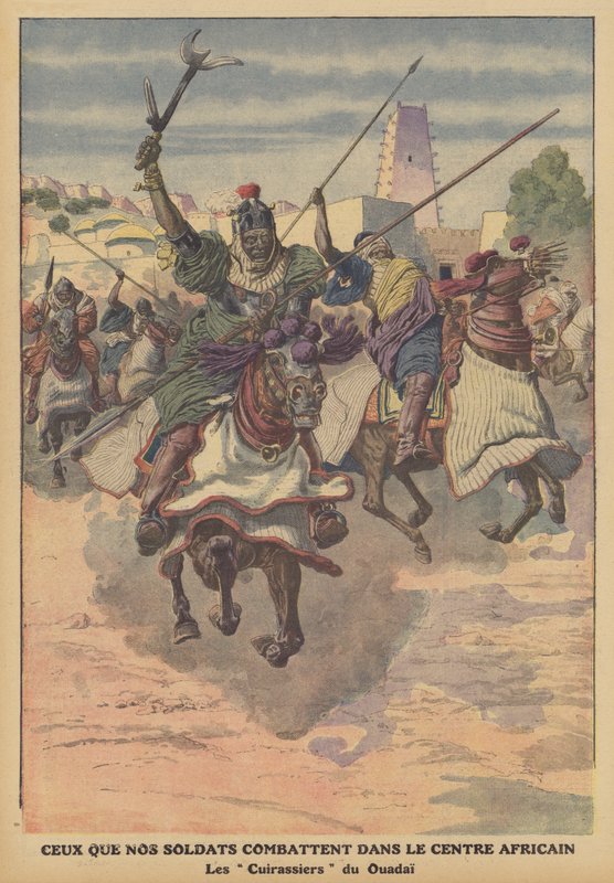 Wadai-kavalleri i Centralafrika (färg litho) av French School