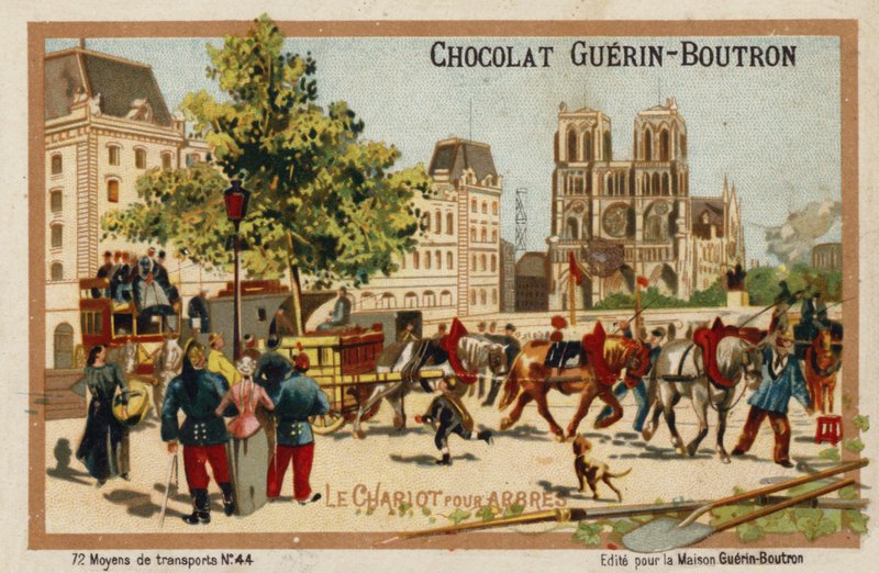 Vagn för att bära träd (chromolitho) av French School
