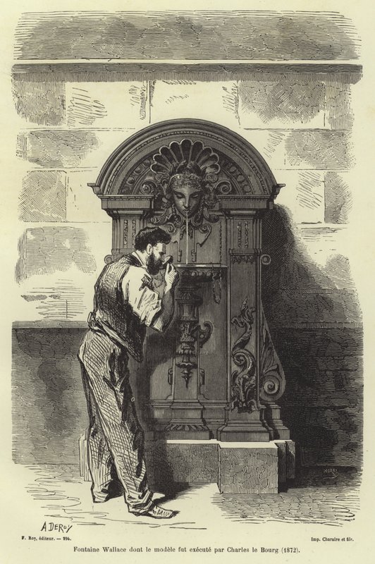 Wallace-fontän designad av Charles Auguste Lebourg, Paris, 1872 av French School