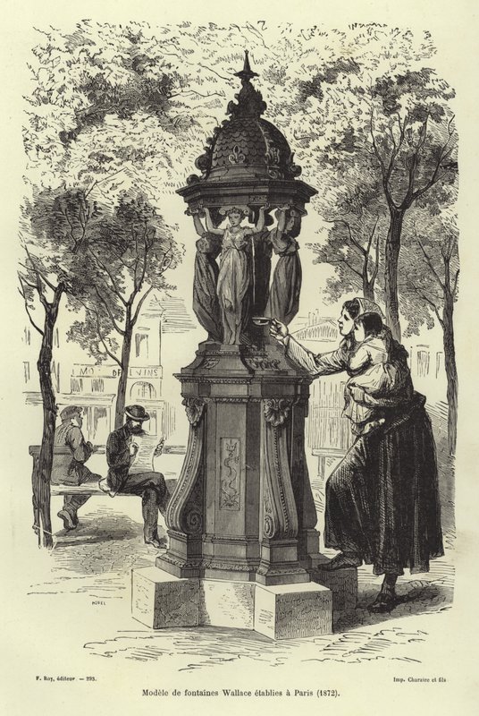 Wallace-fontän installerad i Paris 1872 av French School
