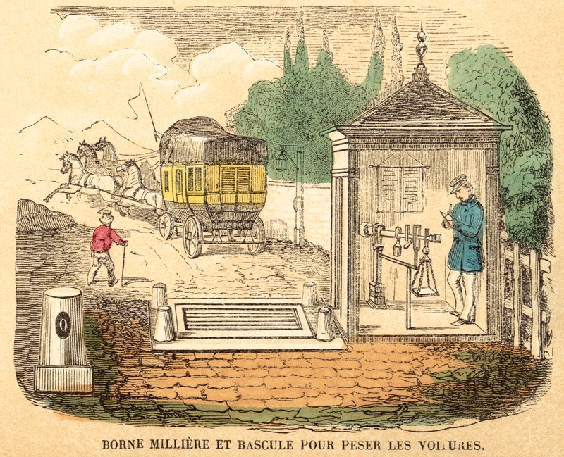 Vikter och mått (färgad gravyr) av French School