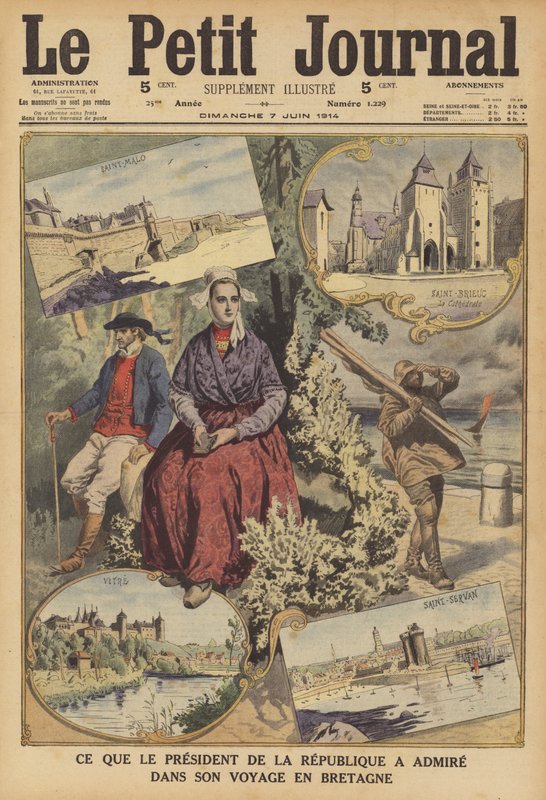 Vad Frankrikes president beundrade under sitt besök i Bretagne (färg litho) av French School