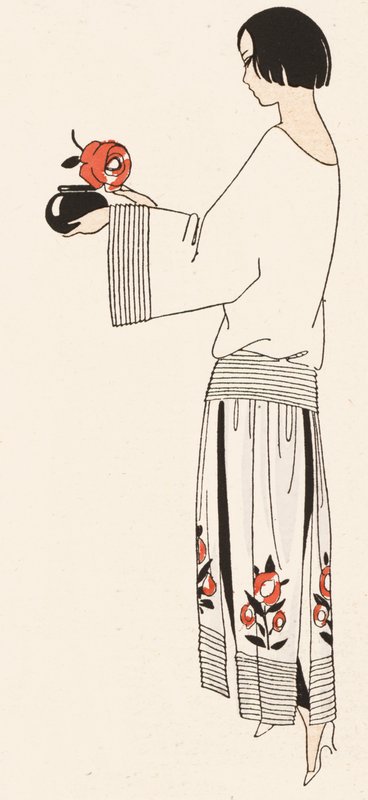 Dammode från 1920-talet (färglitografi) av French School