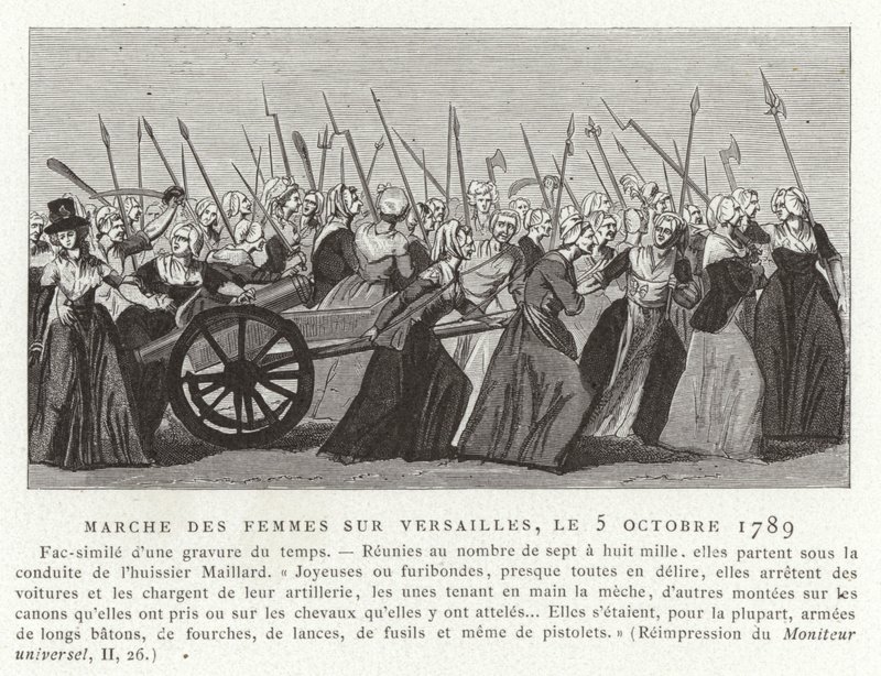 Kvinnors marsch mot Versailles, franska revolutionen, 5 oktober 1789 av French School