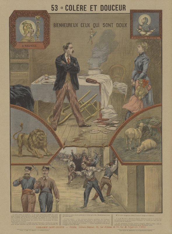 Vrede och tålamod (färg litho) av French School