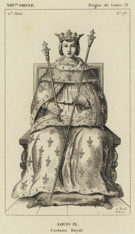 XIII-talet, Ludvig IX:s regering, Ludvig IX, kunglig dräkt (gravyr) av French School