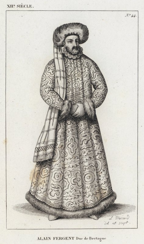 XII Century, Alain Fergent, hertig av Bretagne (gravyr) av French School