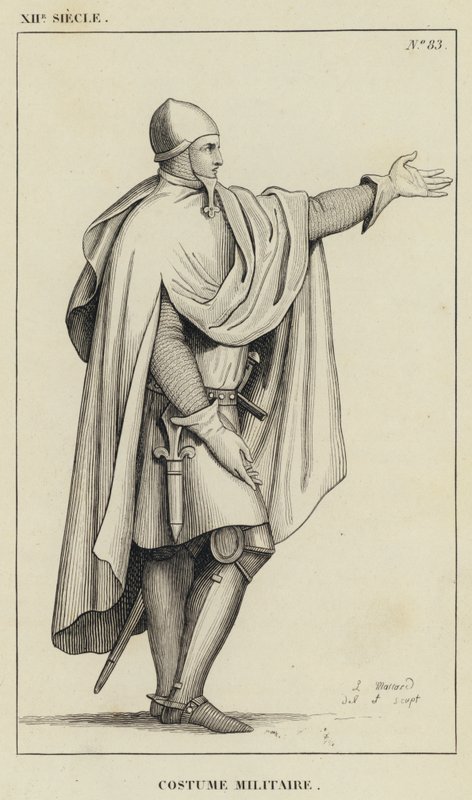 XII Century, Militärdräkt (gravyr) av French School