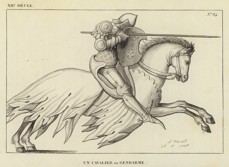 XII Century, A Cavalier eller Gendarme (gravyr) av French School